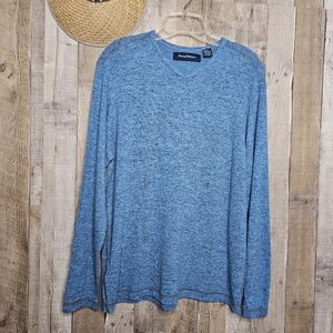 Tommy Bahama Pullover V-neck Knit Rayon Blend Blue Sweater Sze Large Long Sleeve